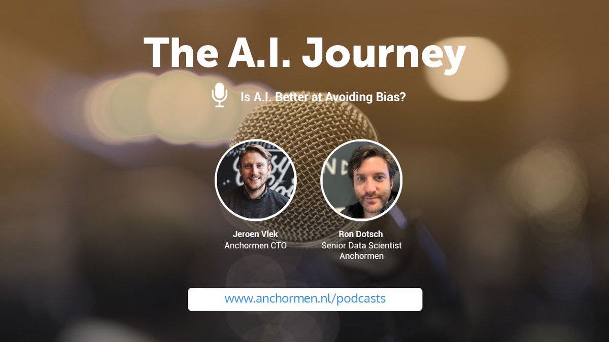Are people more biased than the algorithms they are creating? How can we avoid the common pitfalls and what are the best practices? Listen to the first episode of The A.I. Journey podcast with Jeroen Vlek and Ron Dotsch about bias in A.I. buff.ly/39yR4tR