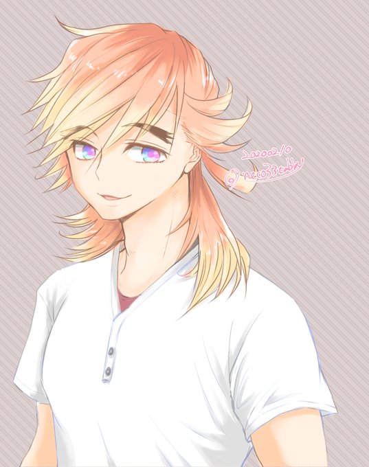 necoさんがTwitterに投稿した童磨(鬼滅の刃)のイラスト。