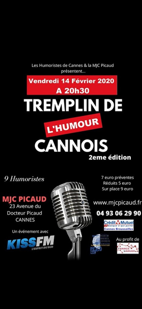 Bristol__TV's tweet photo. Venez nombreux découvrir les nouveaux talents du #rire, ce vendredi, à la @MJCPicaud, tout en soutenant une bonne cause, puisque les bénéfices de la soirée iront à l'association #francecancer ! Bravo à @HumoristeCannes et à @AguilarOfficiel pour cette belle initiative ! https://t.co/OR7ewUAhhc