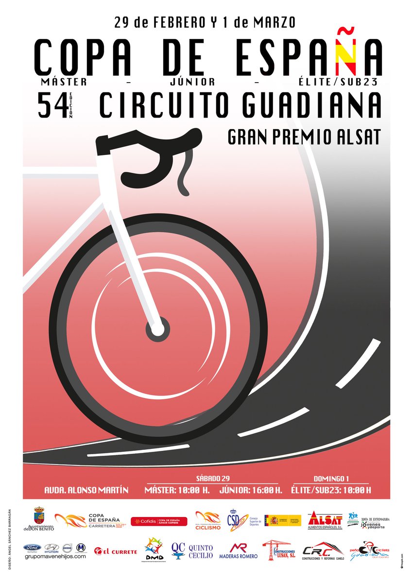 circuitoguadia's tweet photo. #CircuitoGuadiana20| Pues ya tenemos el que será el cartel para la  LIV Edición del Circuito Guadiana-Gran Premio ALSAT, cortesía de nuestro amigo @AngelSanche95.

¡¡QUE GANAS DE CICLISMO DEL BUENO, GANAS DE COPA DE ESPAÑA!! 🇪🇸🏆😁 https://t.co/ZSk34jfmMS