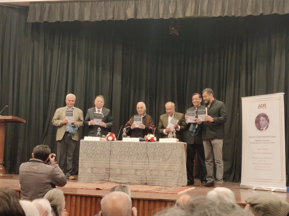 NavinkrDU's tweet photo. Today, Fourth LC Jain Memorial Lecture on " Fighting for Freedom: Supreme Court in 21st Century" Delivered by Justice AP Shah. Lecture Chair by Prof. Romila Thapar. At India International Centre. https://t.co/2TjBqKnlxe