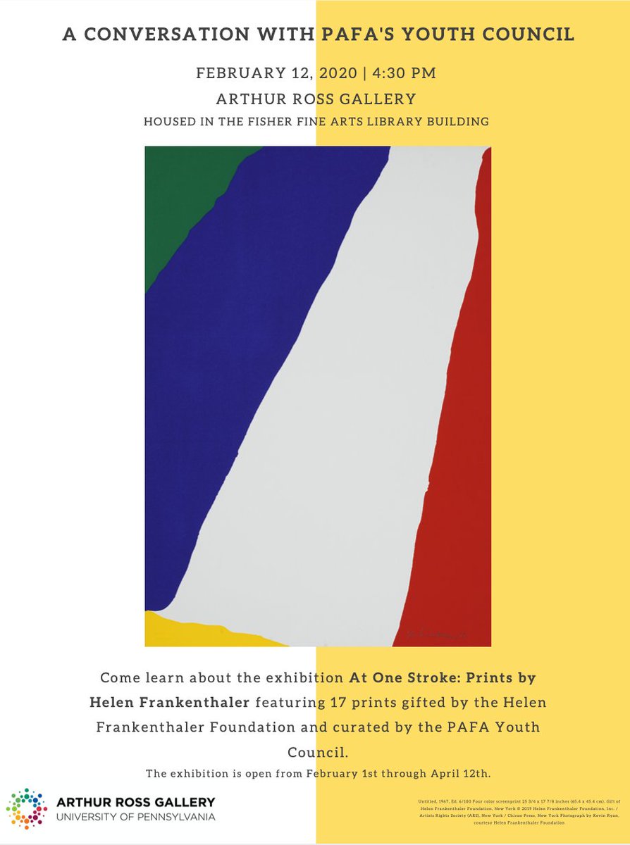 Arthur_Ross's tweet image. Be sure to join us to learn about the exhibition at Pennsylvania Academy of the Fine Arts: At One Stroke: Prints by Helen Frankenthaler. All details listed here!