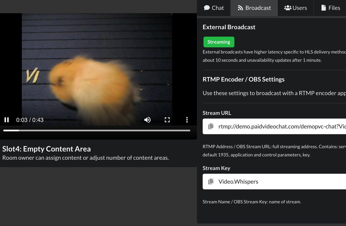 videowhisper's tweet photo. HTML5 Videochat: External RTMP Encoder Support 
https://t.co/oRuc7LbrBk
-Copy encoder settings
-Broadcast detection
-Playback #HTML5 #HLS

Broadcast live video with encoders like:  #OBS, #XSplit, #Wirecast, Wowza #GoCoder, Telestream Wirecast Go, Teradek Live:Air Solo. #WordPress https://t.co/gjaydx7q4R