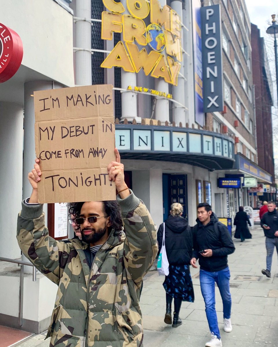 ricardo_castro1's tweet photo. Guys, this is not a drill. I’m on tonight and it’s Opening Night!!! My heart could burst #welcometotherock #guywithasign #weallcomefromaway @comefromawayuk https://t.co/bVnT2imiEh