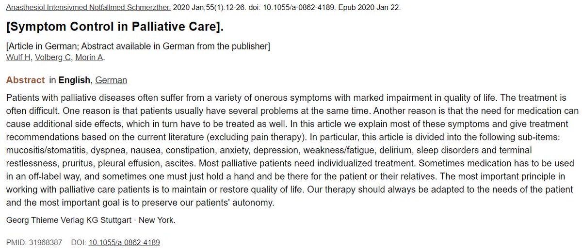 A veces, los medicamentos consiguen controlar los síntomas   y otras uno solo debe cogerle la mano al paciente y estar allí para él o sus familiares. 

ncbi.nlm.nih.gov/pubmed/31968387