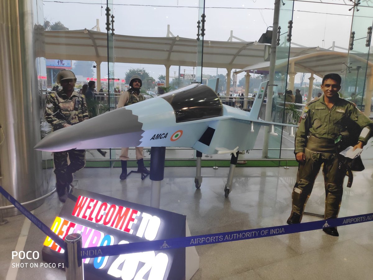 AMCA model on display at Lucknow airport during #DefExpo2020 Looks an enthusiastic design by a local artesian