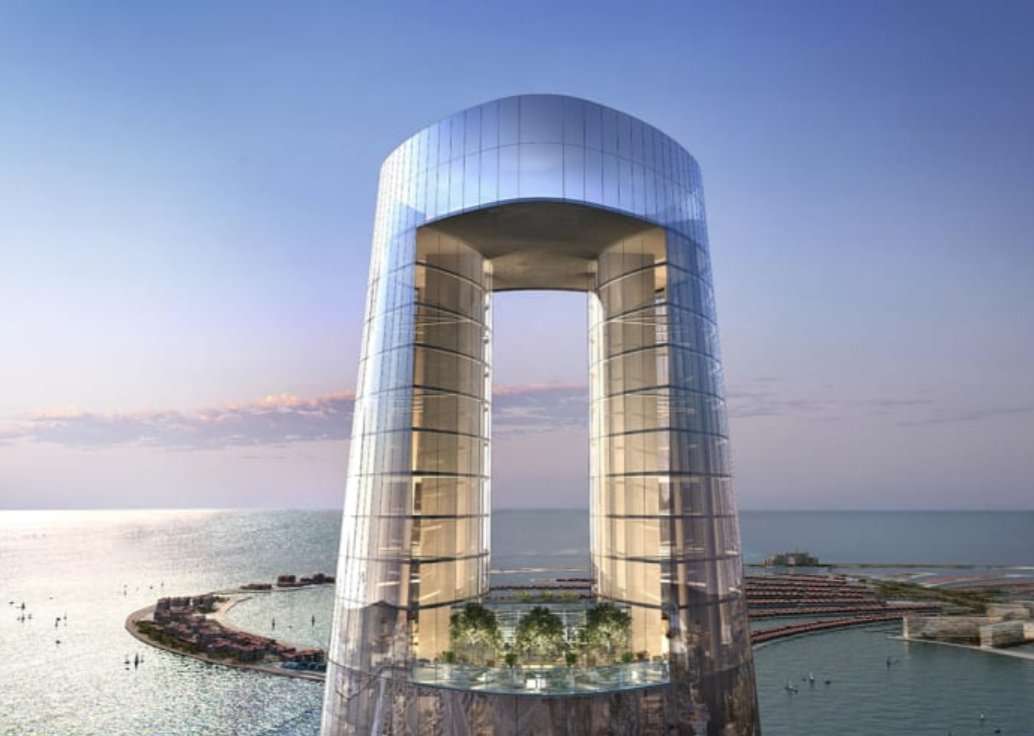 The 1,181 ft. CielTower in Dubai, by NORR architects, will soon become the world's tallest hotel in early 2023 - complete with 1,042 rooms and a rooftop swimming pool - can you top that? Photo by The First Group. #RadicalInnovationAward #RIA20  #design #hoteldesign