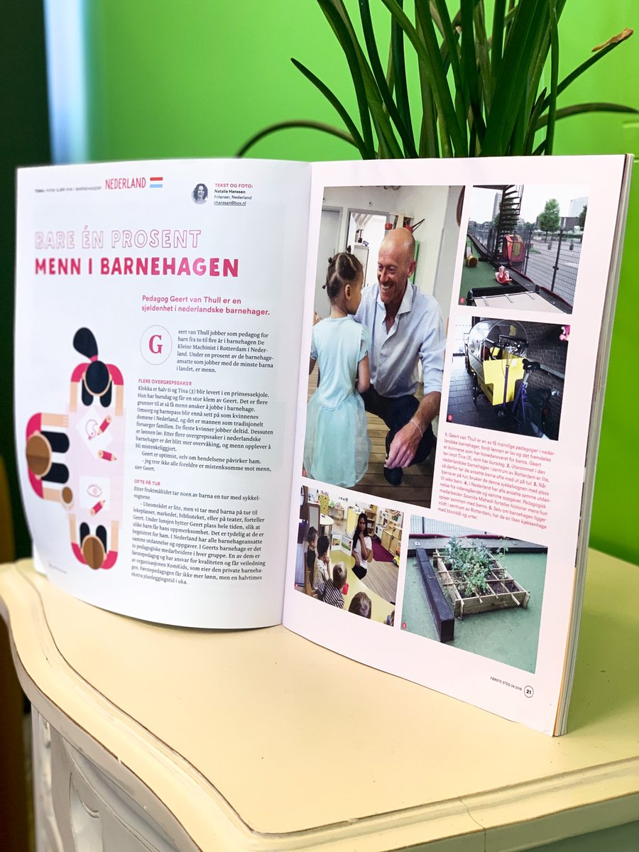 Dat is onze Locatiemanager Geert is van De Kleine Machinist! Hij werd geïnterviewd voor het Noorse tijdschrijft 'Forste Steg' (Eerste Stap). Met als thema: kinderopvang in de wereld, vertelt Geert over de kinderopvang in Nederland. #meermannenindekinderopvang #kinderopvang