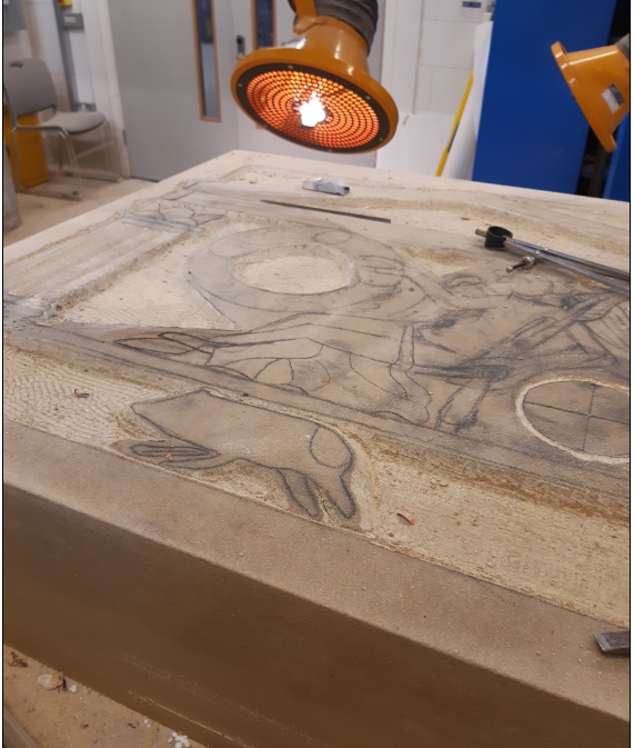 PPIP_Paints's tweet photo. So excited to see these replica @AntonineWall Distance Stones taking shape through the awesome Stonemason students @GlasgowCityColl. 

Can't wait to see the finished products! I'm working with the team and one will be in full colour! @UofGArchaeo @HistEnvScot @RomanLimesApps https://t.co/KvMcwpTGyO