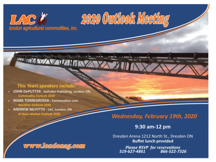 One more week!  If you haven’t done so, RSVP for the 2020 market and weather outlook, complete with a buffet lunch. #ontag