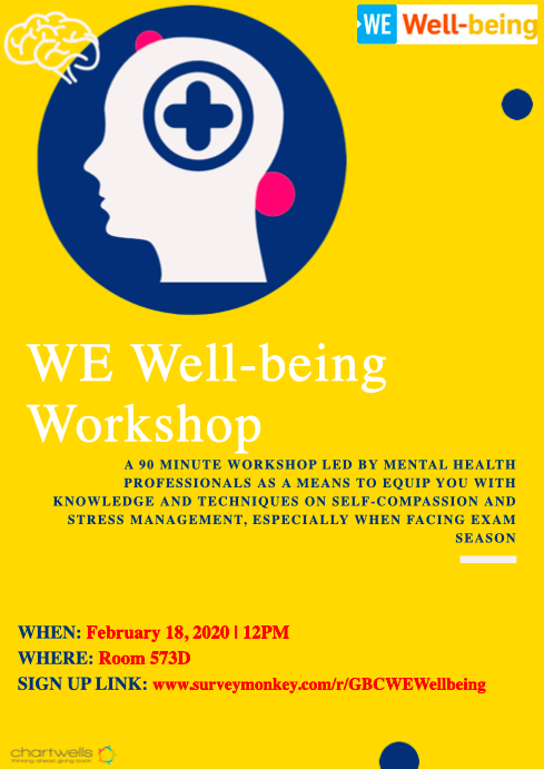 Hey GBC! <a href="/metowe/">ME to WE</a> is offering a FREE Workshop, with FREE FOOD, to help you better handle dreadful exam periods. 

We are currently stationed at the  St. James campus in front of the Tim Hortons (by the cafe entrance) to answer any questions and help you sign up. See you there! 😃