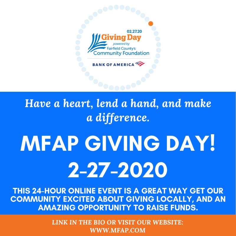 MFAP_CT's tweet photo. We have a chance to be a part of our region's day of giving - an opportunity to unite our community around causes in which we truly believe and help nonprofit organizations connect to the larger community.
https://t.co/zTGalDfz2S https://t.co/TPDsIsLJ4Y