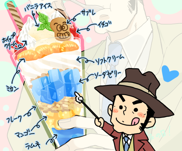 推しパフェメーカが面白いので作ってみたけど
昔ルパンイメージのパフェ欲しいみたいなの
描いたことあったわ。(どちらにしろセンスはry) 