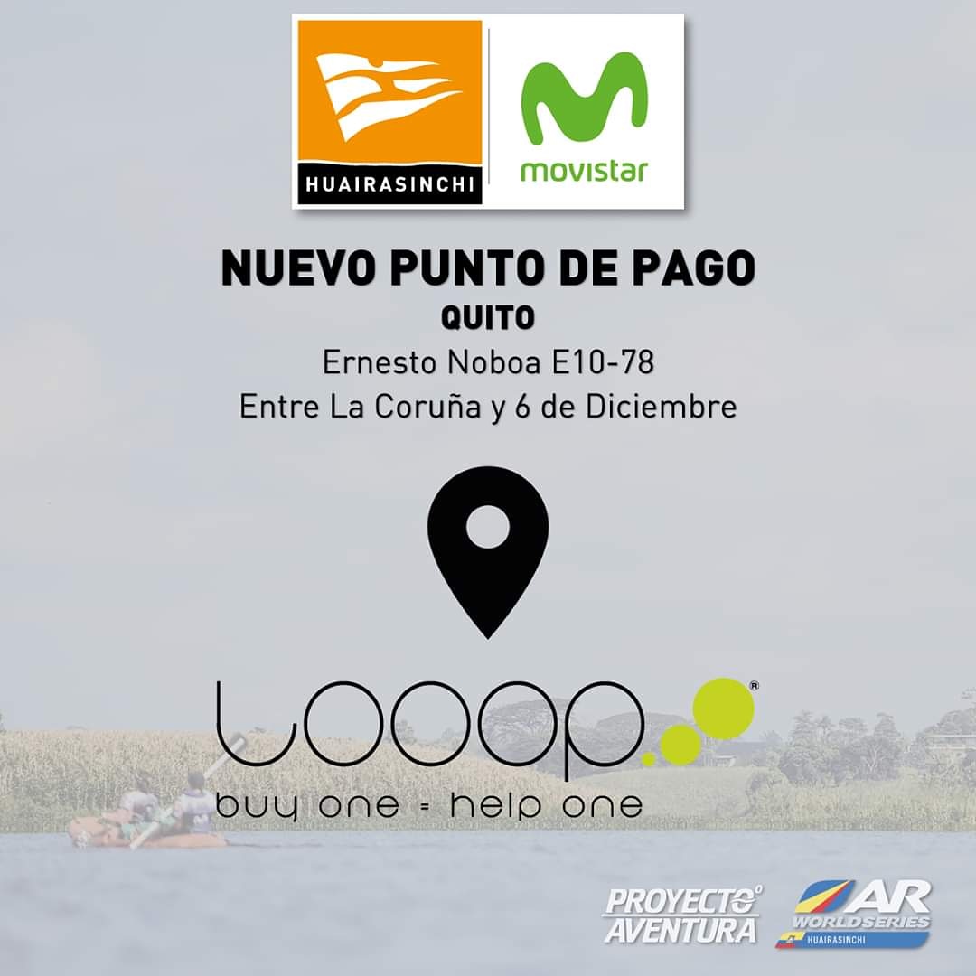 Para facilitar tu pago del #HUAIRASINCHIMovistar en la ciudad de #Quito, abrimos un 📍 NUEVO PUNTO ➡ <a href="/looopRocks/">LOOOP</a>

👉 Dirección: Ernesto Noboa E10-78 entre La Coruña y 6 de Diciembre.