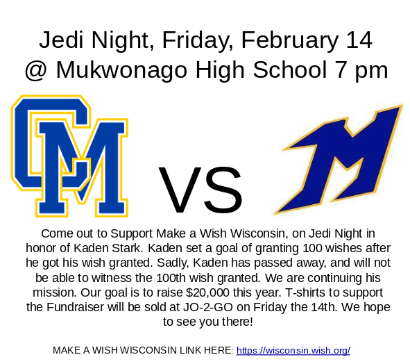 RealStevie_P's tweet photo. 💕This Friday 💕, @MukBasketball @JrIndianHoops @MakeAWishWI and @KadensWish will be crushing our goal of $20,000 to Make A Wish Wisconsin! Come be a part of a HISTORIC night.  Muk vs CMH 7pm in the West Gym.

 If you still want to donate here is the link. https://t.co/29jBNkLZ7J https://t.co/og2ATaKcId