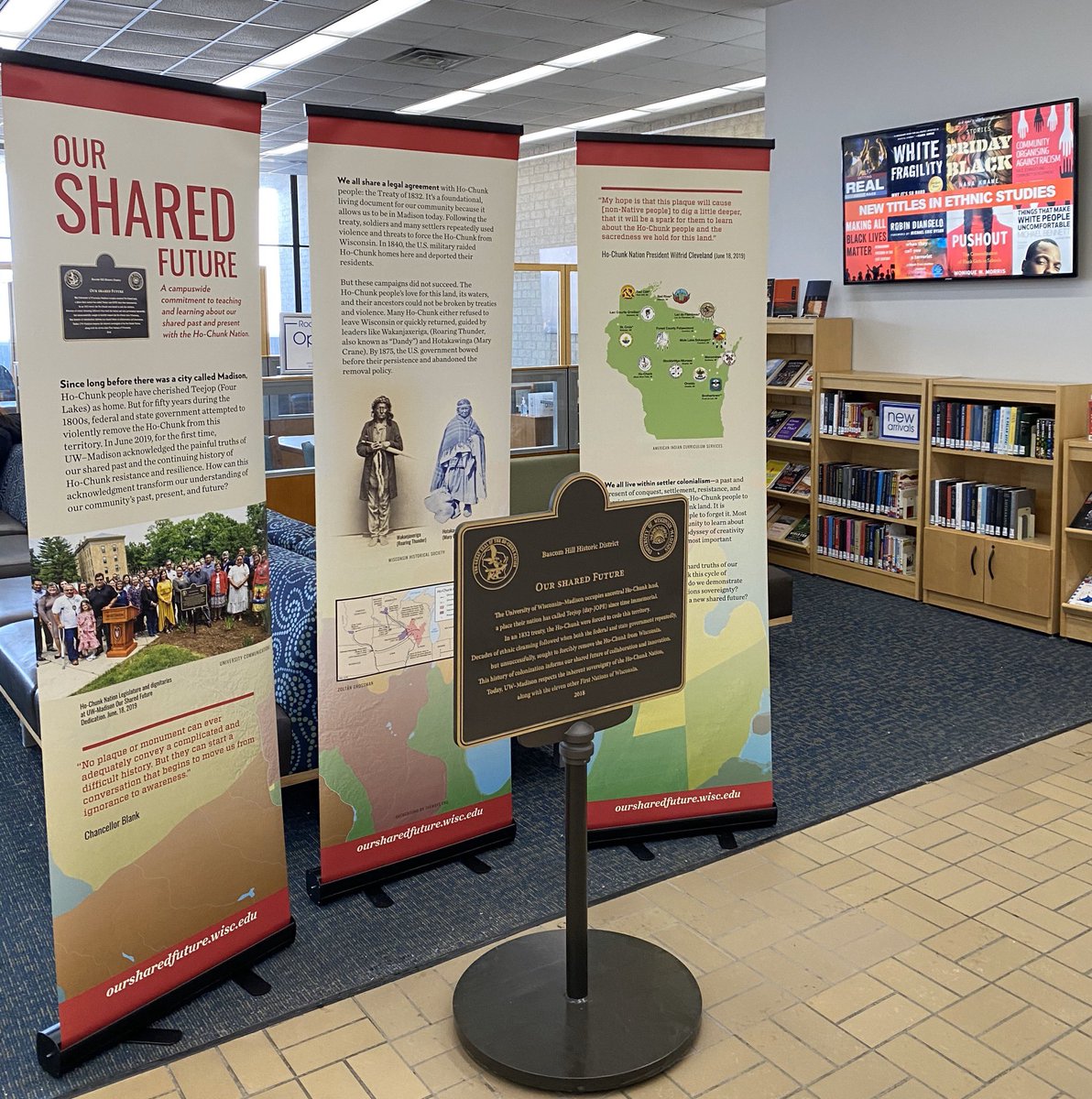 college_library's tweet image. Stop by @college_library to see the #OurSharedFuture plaque, hosted by @UWMadiSchool and @UWMadLibraries. It will be on the first floor of Helen C. White (College Library lobby) from Feb. 10-24.
