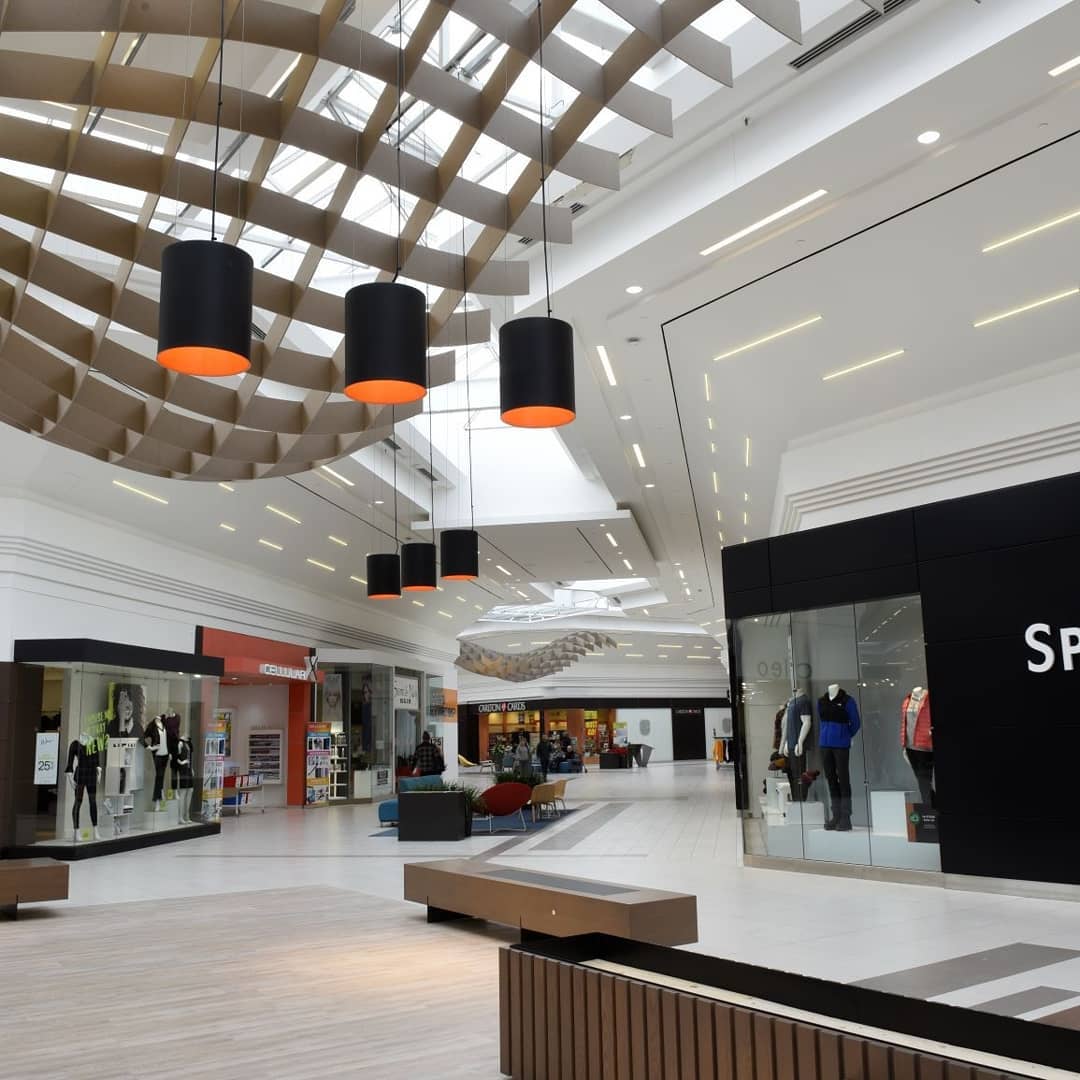 VerticalInter's tweet image. A few photos by David Briggs of the ezoBord installations at White Oaks Mall. 
#ezobord #cutthenoise #ceilinginstallation