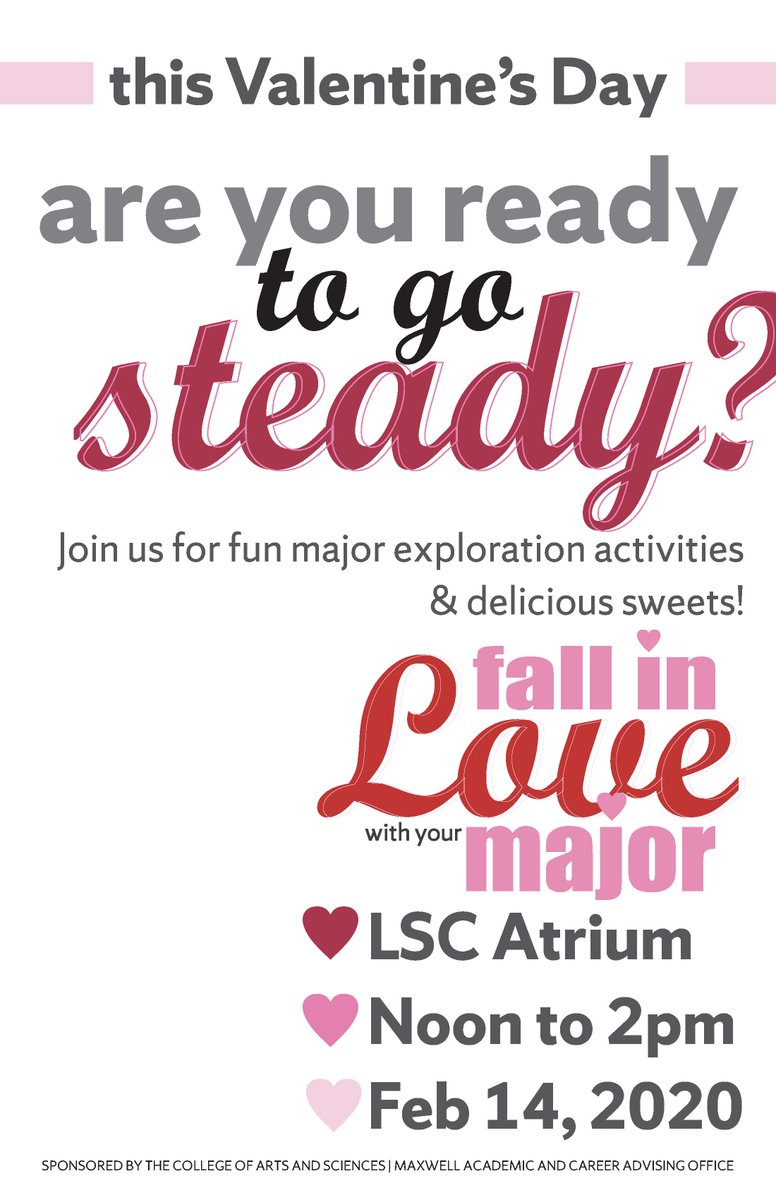 ❤️This Friday, Fall in love with your English major at SU's Valentine's Day Major Fair! ❤️