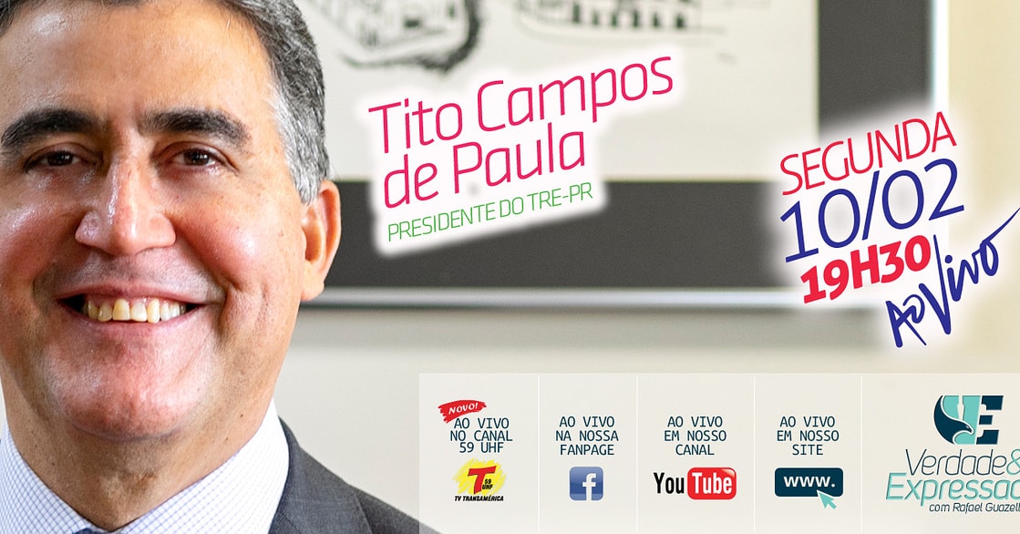 verexpressao's tweet photo. #Programa147 #VerdadeeExpressão
O Verdade&Expressão receberá hoje, dia 10 de fevereiro, o novo presidente do @treparana, Des. Tito Campos de Paula.
O programa será ancorado por @rrguazelli.
O VE será transmitido a partir das 19h30, ao vivo, no canal 59 UHF Digital. https://t.co/F4qVS7a2o1