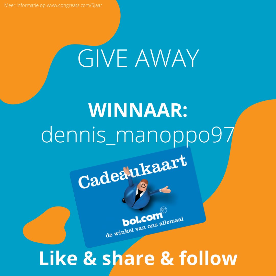 Congreats's tweet photo. En we hebben een winnaar! Gefeliciteerd aan dennis_manoppo97. Jij bent de trotse winnaar van de eerste https://t.co/tiQaZoy3iG cadeaukaart. 🎉 We nemen zo snel mogelijk contact met jou op. Niet gewonnen? Wij gaan nog veel meer give aways houden, dus blijf ons zeker volgen. https://t.co/SaTN6xJVxw