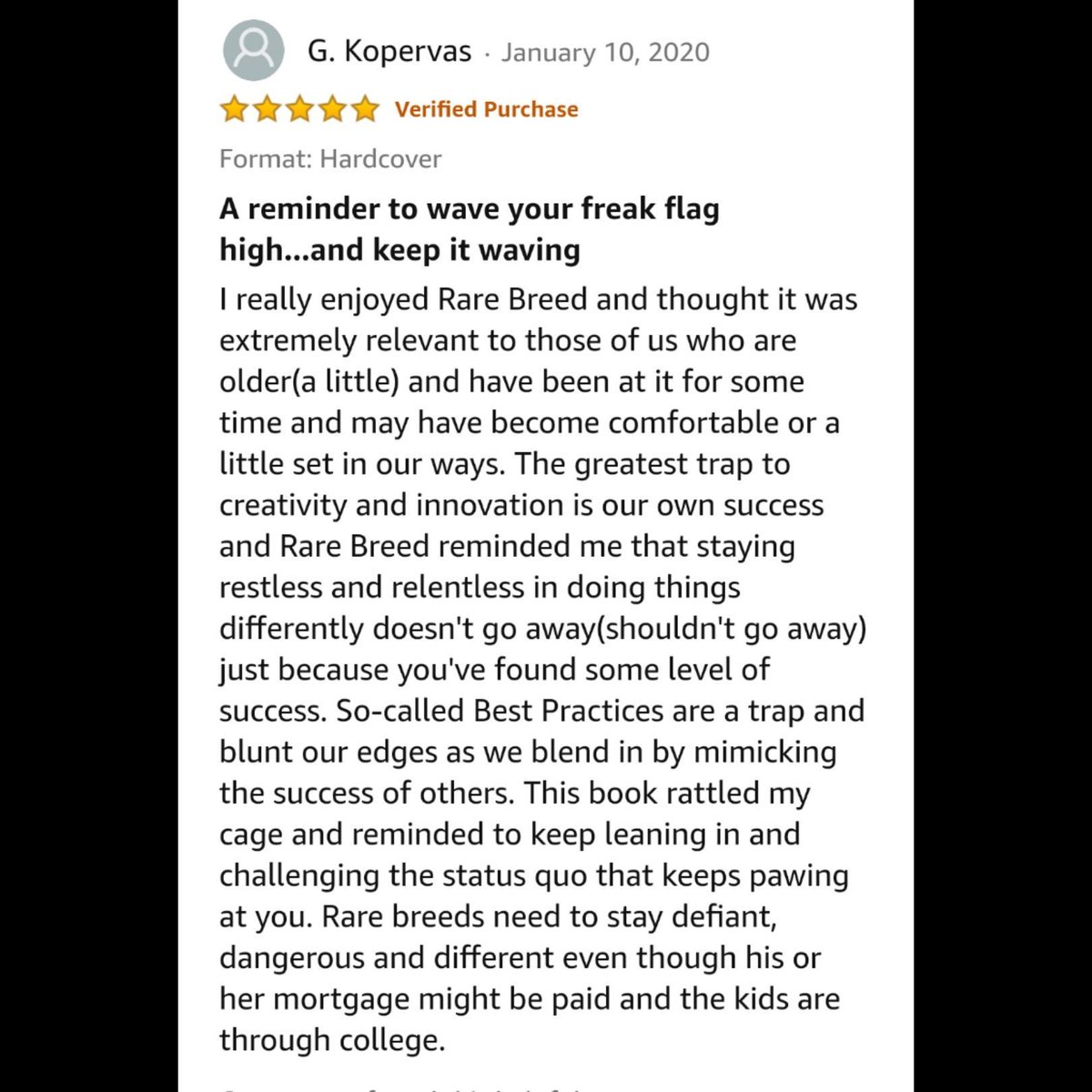 Thanks G, for the lovely words! #RareBreedBook is for the young and young at heart, we all need our cages rattled at times, to leave behind complacency and be bold, fight for what's important, no matter the numbers attached to our names.  buff.ly/38bj5HA