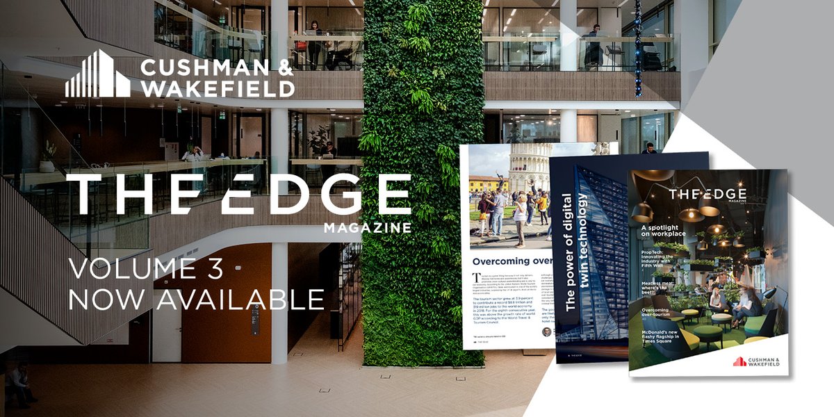 CushWake's tweet photo. We keep the world’s premier occupiers and investors on #TheEdge of what’s next. Download the latest volume of our global magazine, The Edge, to learn more. #commercialrealestate #realestate #cre https://t.co/67IiE8Q6mH https://t.co/SjLEElAymu