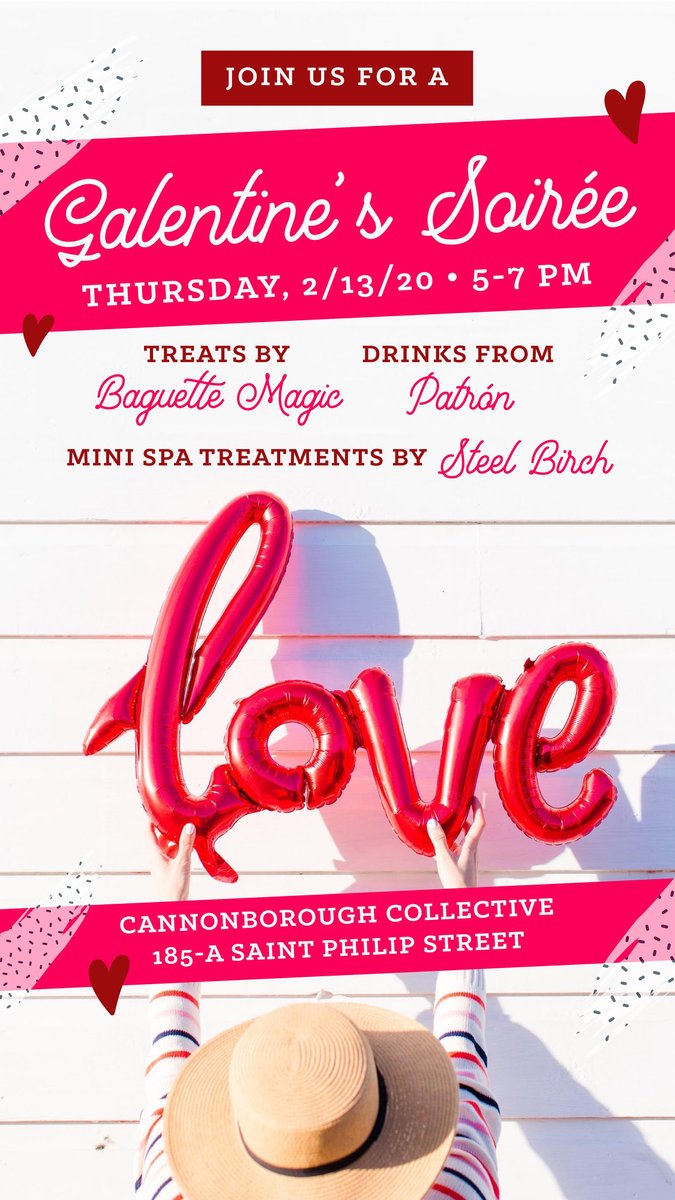 More Galentine's fun! Cannonborough Collective invites you to join them this Thursday (5-7 p.m.) for sips, treats, mini-spa treatments, and more!