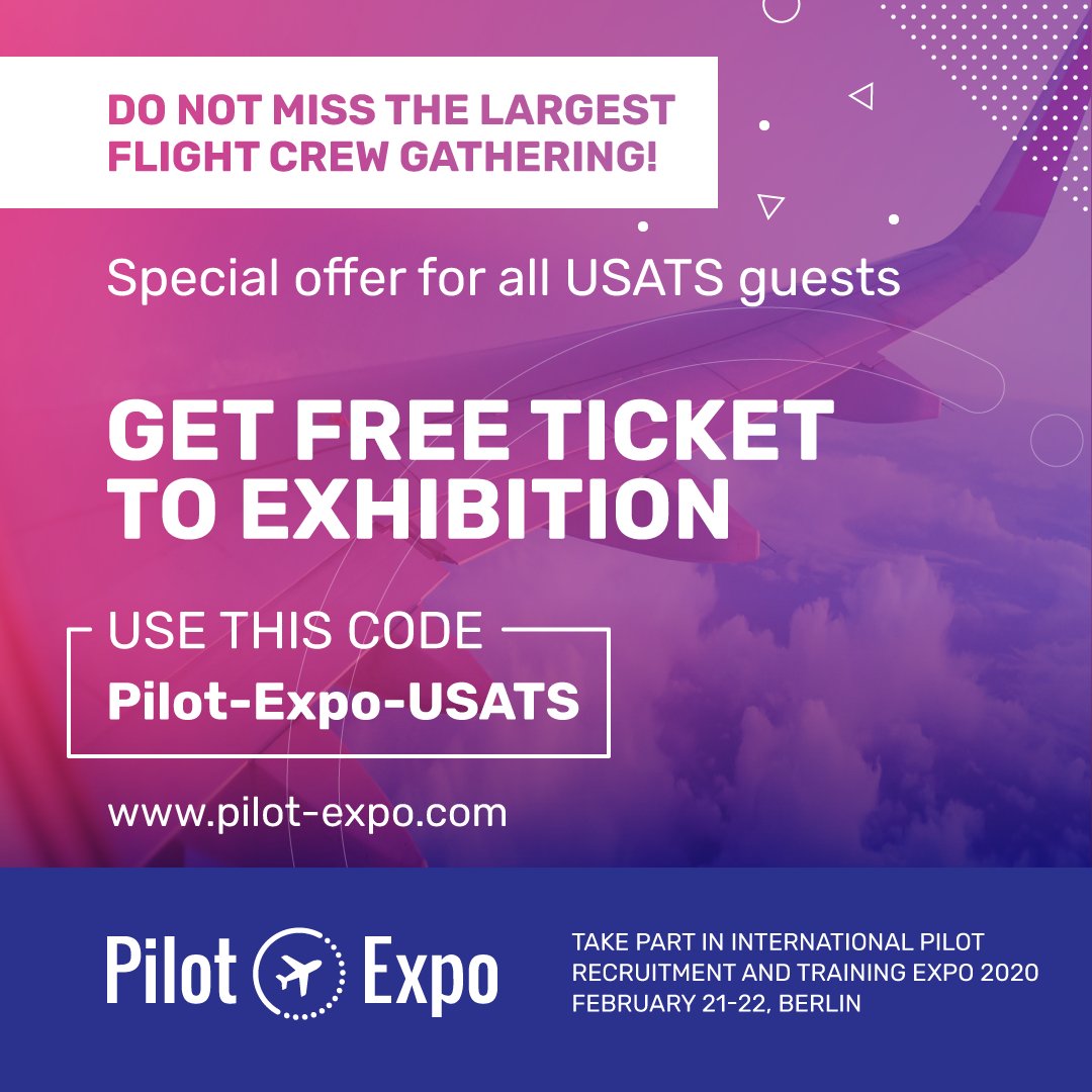 USATSolutions's tweet photo. Thinking of coming to PIlot Expo in Berlin? Grab some FREE tickets to the event using the information below!
#pilotexpo #pilotexpo2020 #USATS #GAA #becomeapilot #airlinepilot #airlineacademy #florida #flyinginthesun #commercialpilot #pilot #flighttraining #fairweather https://t.co/jAHxSEkC87