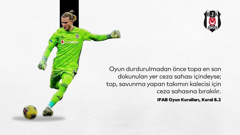 Besiktas's tweet photo. Göztepe maçında oyun durduğunda #KuralınaGöre oyunu başlatması gereken kişi:  @LorisKarius 

Bu oyun, kaderi değiştirilmeden #KuralınaGöre oynanmalı! ⌛ https://t.co/wraCadHELX