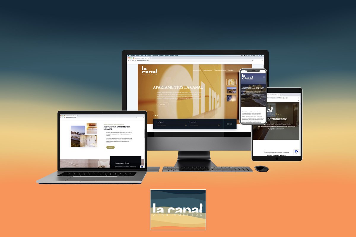 #FelizLunes Porque si, para nosotros lo es. Los #lunes son menos lunes si tienes un cliente satisfecho. Y en este #mockup podéis ver el #diseño #responsive de la nueva web con central de reservas de Apartamentos La Canal que ha encantado a sus propietarios.