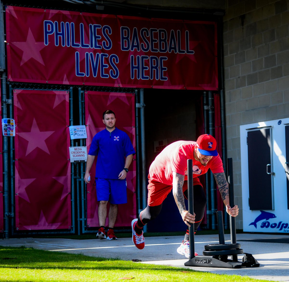 Phillies's tweet photo. Some fellas are clockin' in a little early ⏰ https://t.co/xO7cCpn47X