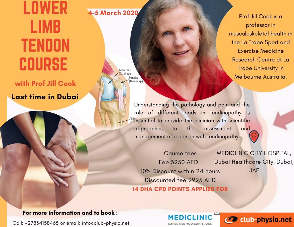 Club Physio On Twitter Super Excited Only 3 Weeks To Go To Profjillcook Teaching Her Lower Limb Tendon Course Medi Clinic Hosp Dubai 4 5 March Book On Https T Co Q7vu3g9fmf Tendons Lowerlimb Jillcook Clubphysio