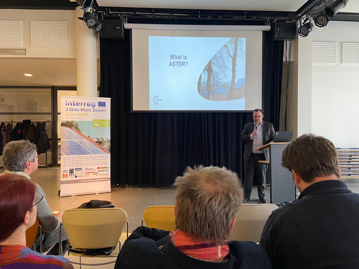 KampC_be's tweet photo. Inspirerende sprekers tijdens het #Solarise netwerkevent ‘Investment cases in solar energy’ in @gem_Middelkerke met o.a. #Asterproject! @Interreg2Seas https://t.co/IXedn9nuP8