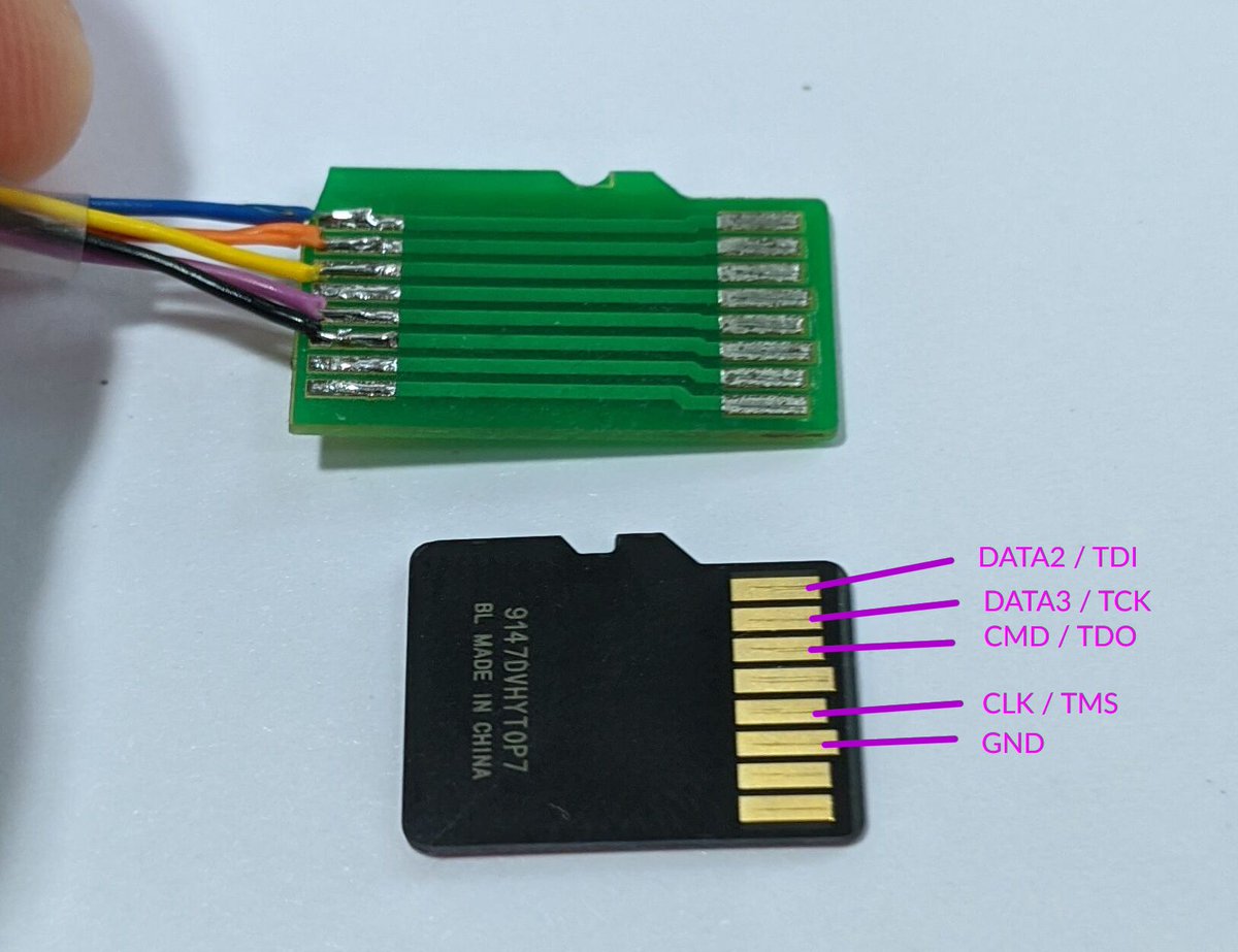百谷涼花 on Twitter RT cibomahto ESP trick Use your microSD jack as a JTAG connector The