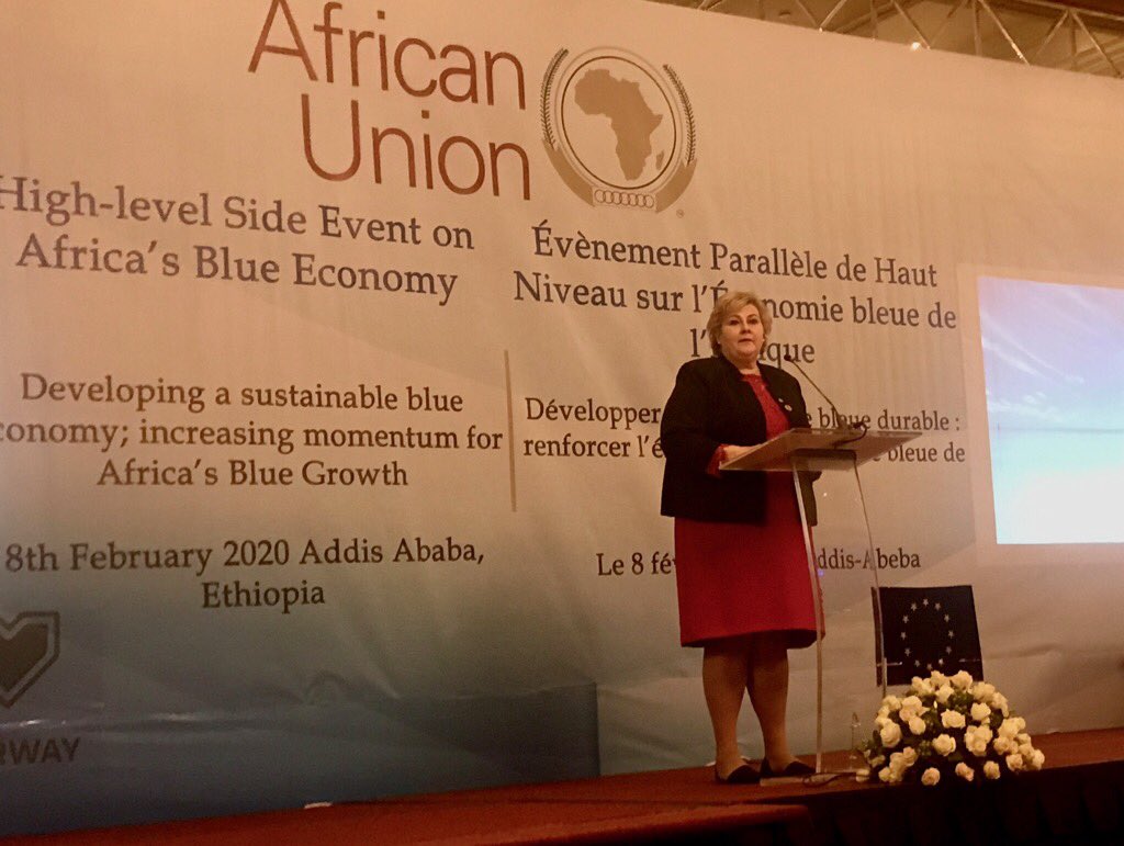 Norwegian Prime minister <a href="/erna_solberg/">Erna Solberg</a> urged African leaders to support the «Int. Decl. against Transnational Organized Crime in the Global Fishing Industry» <a href="/_AfricanUnion/">African Union</a> summit side-event. <a href="/dagiulstein/">Dag Inge Ulstein</a> <a href="/NFdep/">Nærings&fiskeridep</a> <a href="/oceanpanel/">Ocean Panel</a> @VidarHelgesen <a href="/UnniKl/">Unni Kløvstad</a> <a href="/NorwayMFA/">Norway MFA</a>
