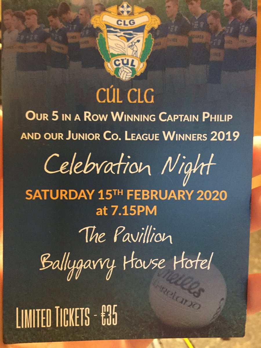 Don’t mind the ticket to Dàil Éireann the big ticket is to the @BallygarryHouse on Saturday night to Celebrate a great year ,Tickets at €30 now are available now from Cordal Officers .<a href="/MaineValleyPost/">TheMaineValleyPost</a> <a href="/kerrysportshub/">KerrySportsHub.ie</a> <a href="/radiokerrysport/">Radio Kerry Sport</a> <a href="/EastKerryGAA/">East Kerry GAA</a>