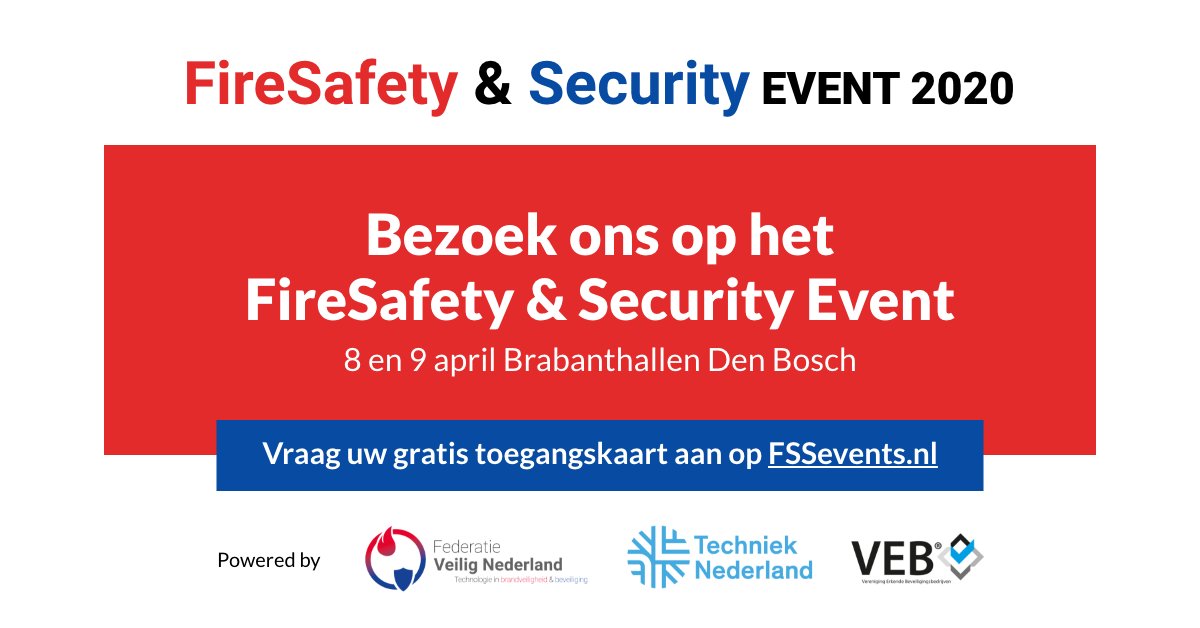 Wij gaan deelnemen aan het FireSafety &amp; Security Event 2020 in de Brabanthallen Den Bosch! We zullen op dit event de nieuwste innovatieve producten en systemen aan u demonstreren. Meer info op onze website en GRATIS toegang via onderstaande link: databadge.net/fsb2020/reg/?l…