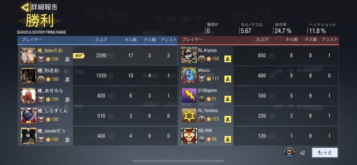 tsubaki_codm's tweet image. 2-0で勝利！

Real-Gamingさんありがとうございました！
@real97970173 

#codモバイル #codモバイルスクリム