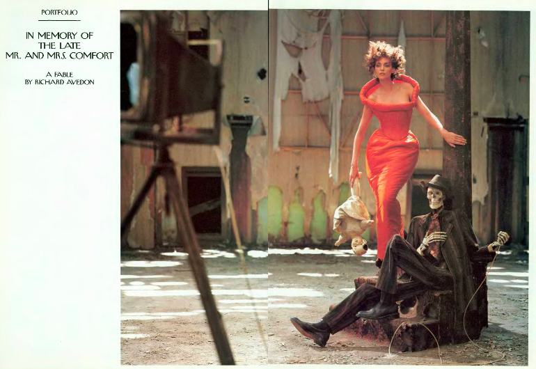 I see there's a new Tina Brown interview floating around so this is as good a time as any to remind you that in 1995 the <a href="/NewYorker/">The New Yorker</a> published a twenty-five page "fable" consisting of color photos taken by Richard Avedon showing a model posing with a dressed skeleton.