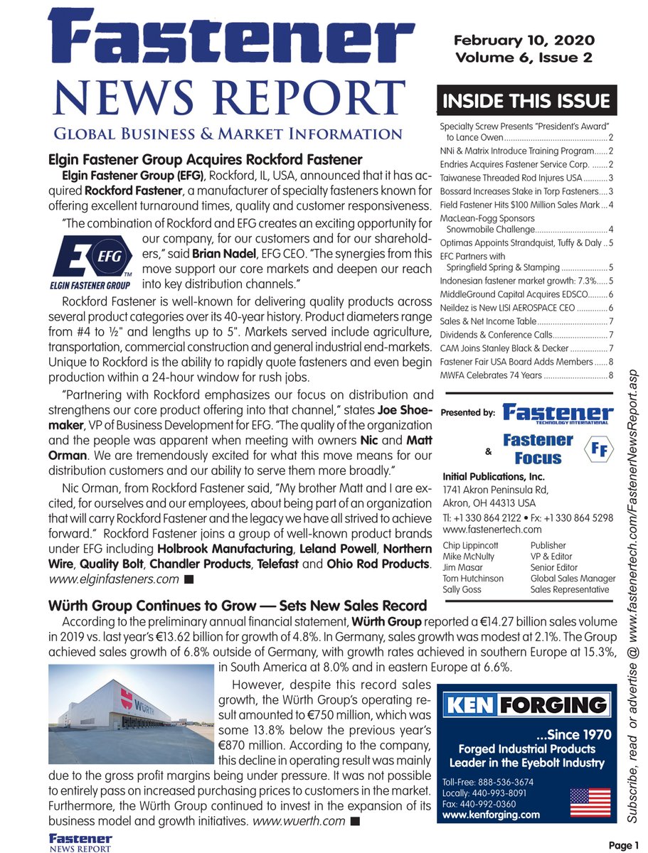The February 10, 2020 issue of FTI's Fastener News Report is online at s3.amazonaws.com/online.pubhtml…. Details on this monthly newsletter are available here fastenertech.com/FastenerNewsRe…