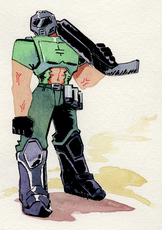 on a quest to draw the cutest doomguy 