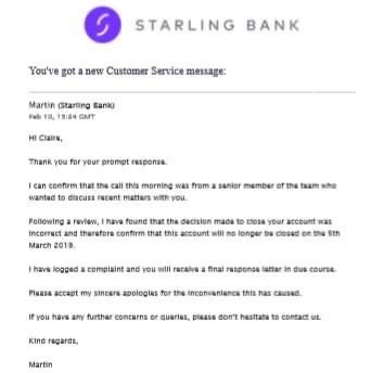 cstokes2012's tweet photo. So @starlingbank have apologised for closing my account without warning but not actually done anything about the fact I have zero money. #starlingbank #cheers @financialombuds https://t.co/gVdsTVugLM