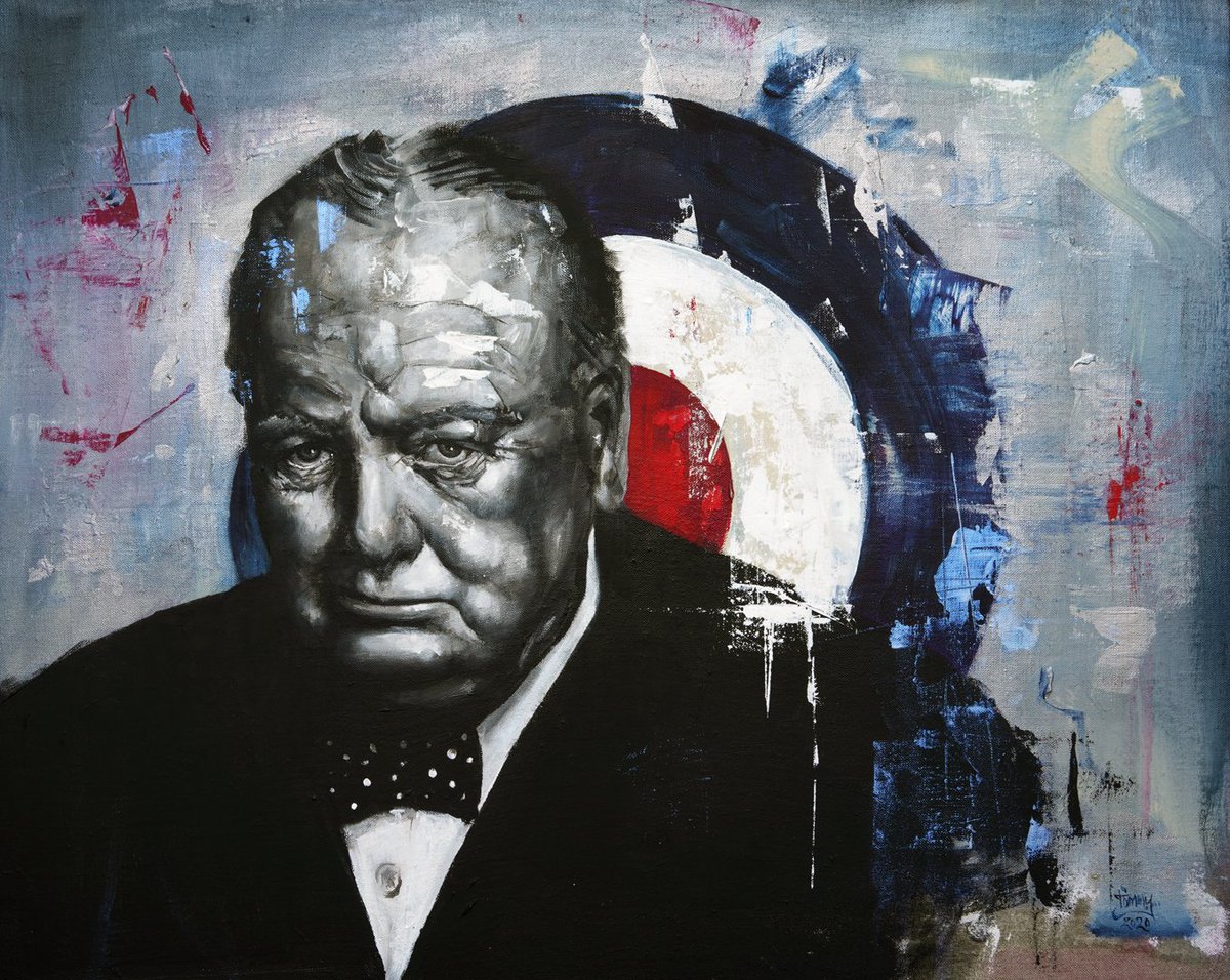 'Thinking Winston' by Tommy Fiendish. Striking and full of texture, oil on canvas, 72 x 60cm