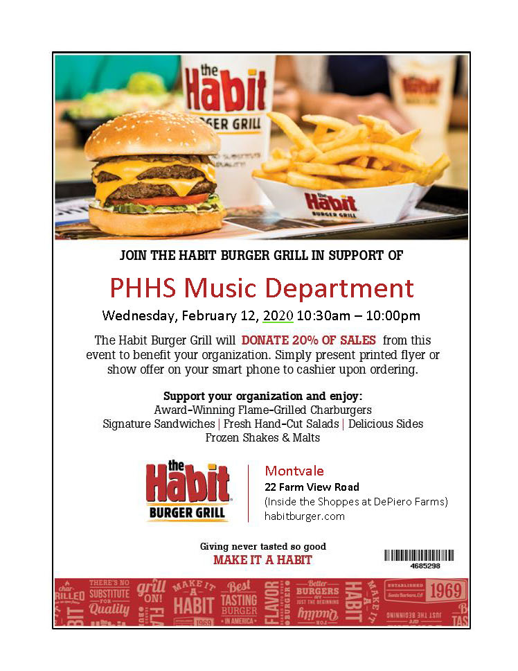 PHmusicdept's tweet image. Come out and support the Music Dept on Wed with our @habitburger fundraiser! Help us travel to @WaltDisneyWorld  #Disney2020