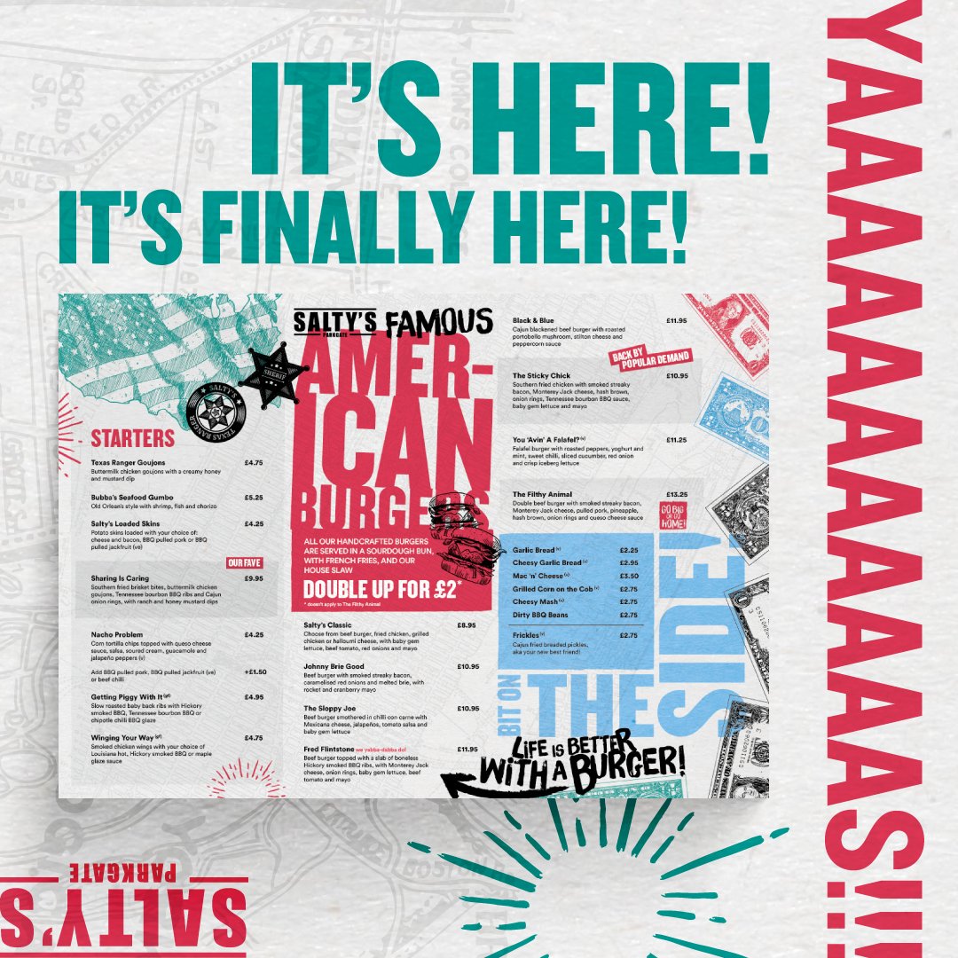 saltysparkgate's tweet photo. Today is the day we have all been waiting for...
Our new menu is HERE and we are so excited to announce that for the rest of February we are offering 25% off food! 🚨
.
Come and get involved!
.
.
#saltys #newmenu #itsarrived #newmenuday #new #omg #wow #yay #saltysparkgate #wirral https://t.co/p7RIAZKU6x