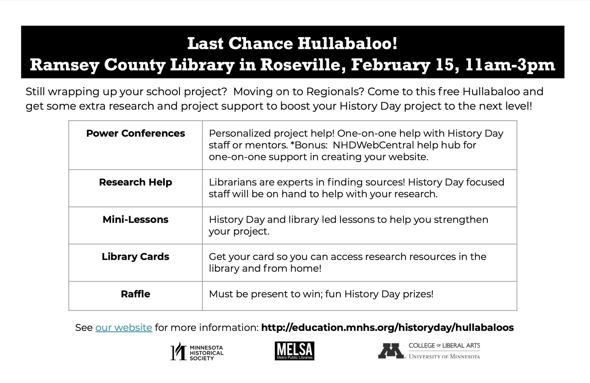 MN History Day on Twitter "🚨 🚨 🚨 LAST CHANCE HULLABALOO! We're about