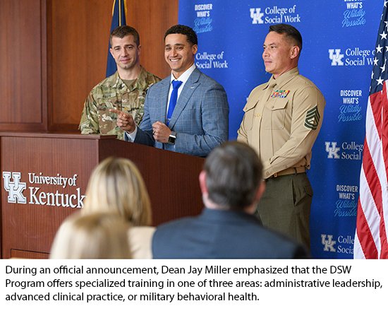 OneAmbitious's tweet image. The University of Kentucky is launching its DSW program! If you are interested in advanced practice, leadership or military behavioral health, check it out! @DrJayMiller1