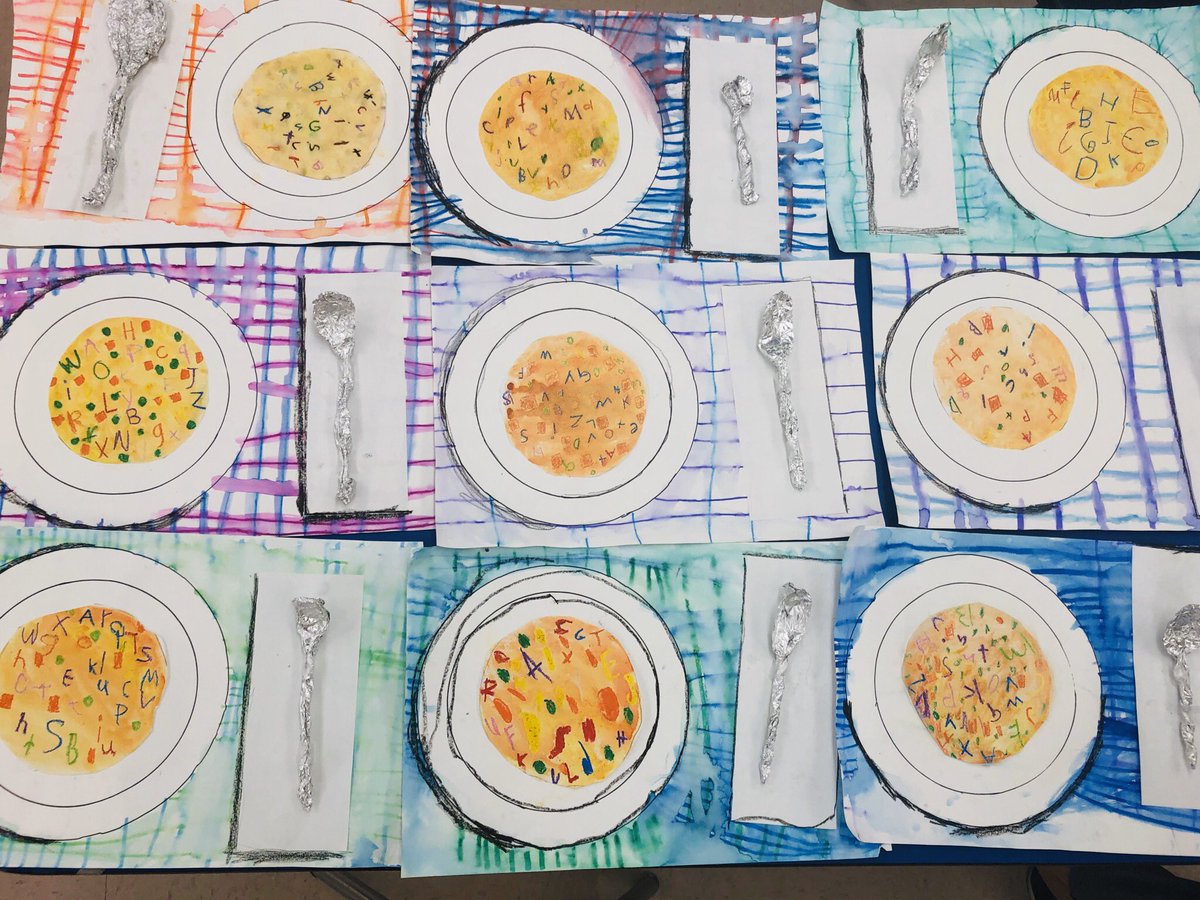 jim_les4's tweet photo. Alphabet Soup mixed media project! Students used a variety of material to create these masterpieces 🎨 they even made a spoon out of foil! Great job first grade @MrsBrown_1 #Bluebonnetlions #LoveMyLisd #Lockhartisd #BbeMasterBuilders #LisdChampions https://t.co/beXUDAo0SO