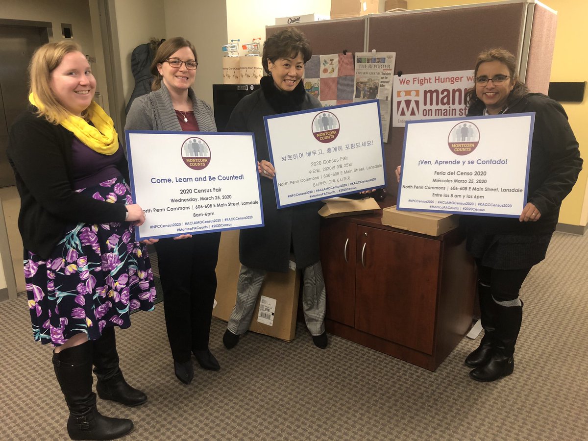 _ACLAMO_'s tweet photo. So excited about North Penn Commons Census 2020 Committee getting things done! We got our lawn signs in English, Spanish and Korean!Save the date March 25! We will have prices, presentations and activities for all! #NPCCensus2020 #ACLAMOCensus2020 #KACCCensus2020 #MontcoPACounts https://t.co/73uR9BOqCP