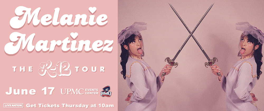 UPMCEventsCtr's tweet photo. JUST ANNOUNCED: Melanie Martinez is bringing The K-12 Tour to the UPMC Events Center on June 17! Ticket sales begin this Thursday at 10 am. https://t.co/KQGEU19UdK